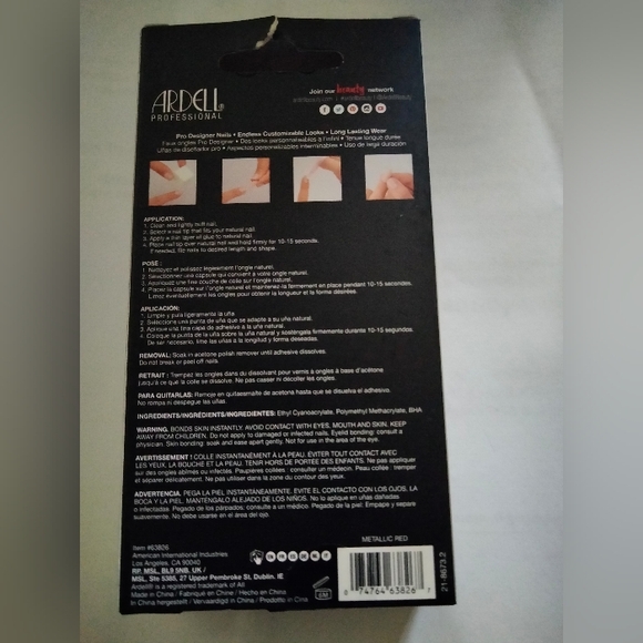 Ardell Professional Color/ Metallic Red Nails Kit. - Picture 2 of 3